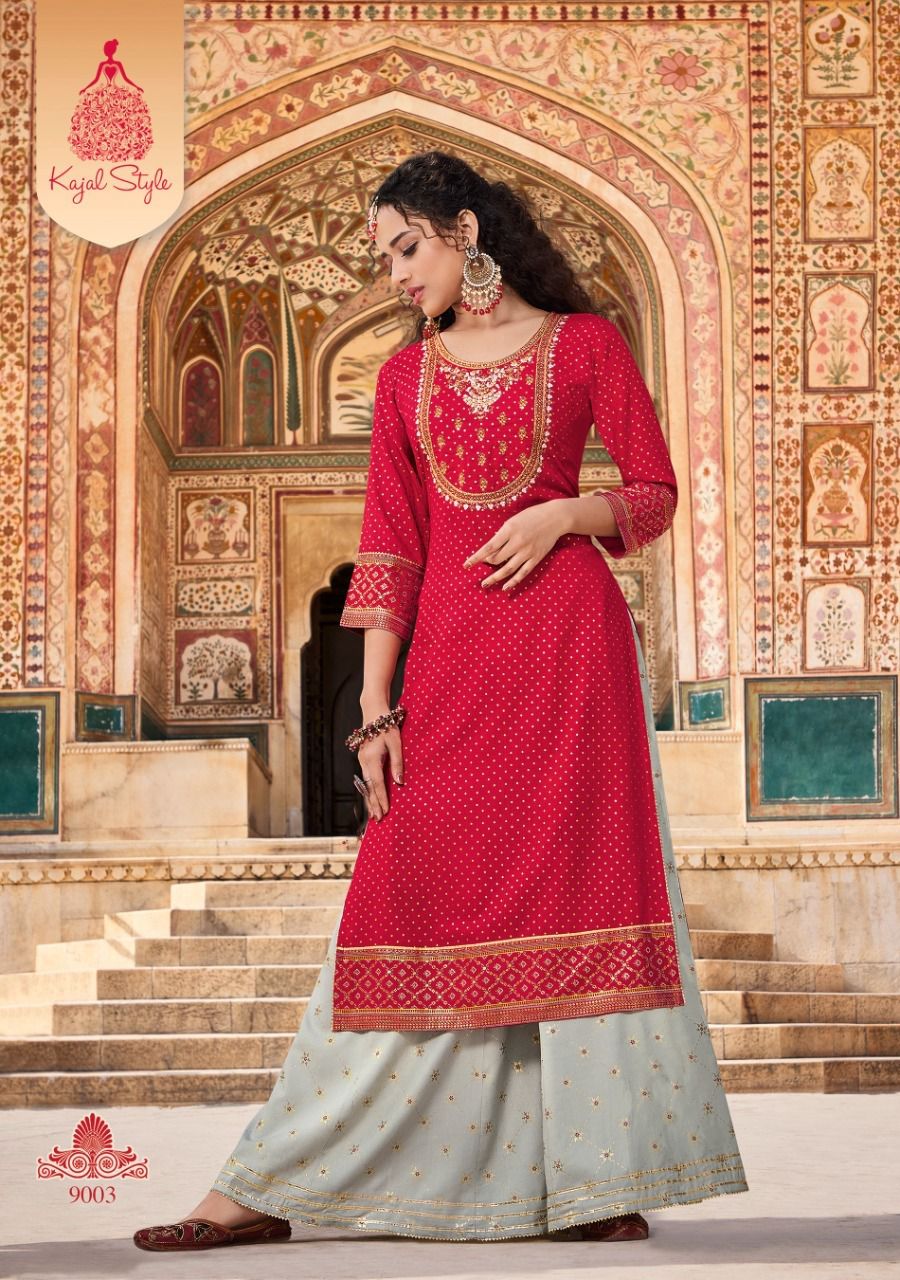 Fashion Label 9 New Exclusive Wear Rayon Embroidery Kurti With Bottom Collection